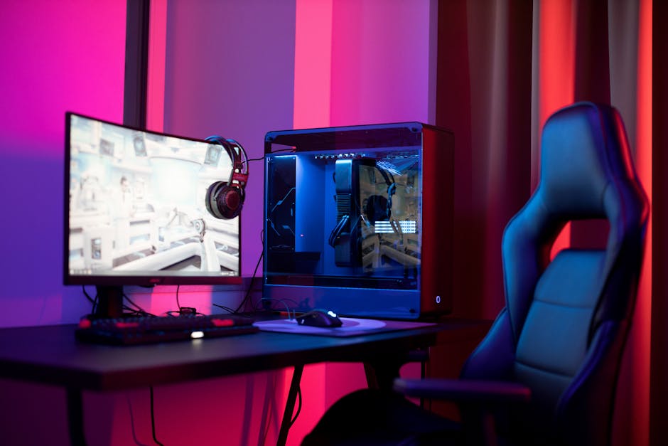 Gaming setup s neonskim svjetlom